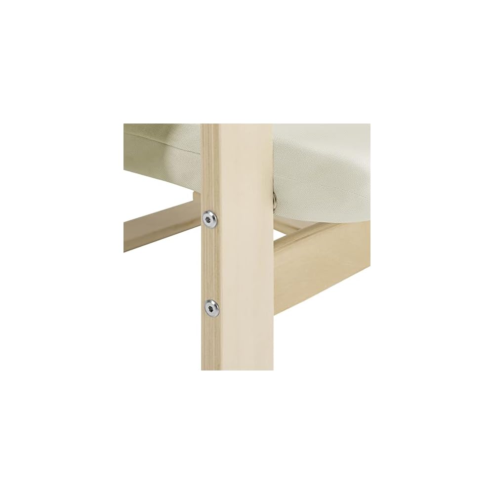 BAKAJI Birch Wood Armchair with Cotton Cover Padded in Very High Density Sponge, Relax Armchair with 2 Compartments Bag and Cushion, Ergonomic Seat (Beige)