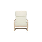 BAKAJI Birch Wood Armchair with Cotton Cover Padded in Very High Density Sponge, Relax Armchair with 2 Compartments Bag and Cushion, Ergonomic Seat (Beige)