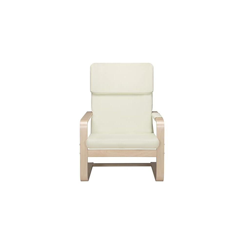 BAKAJI Birch Wood Armchair with Cotton Cover Padded in Very High Density Sponge, Relax Armchair with 2 Compartments Bag and Cushion, Ergonomic Seat (Beige)