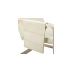 BAKAJI Birch Wood Armchair with Cotton Cover Padded in Very High Density Sponge, Relax Armchair with 2 Compartments Bag and Cushion, Ergonomic Seat (Beige)