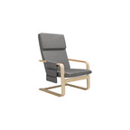 BAKAJI Birch Wood Armchair with Cotton Cover Padded in Very High Density Sponge, Relax Armchair with 2 Compartments Bag and Cushion, Ergonomic Seat (Beige)