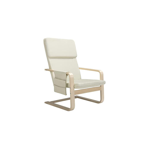 BAKAJI Birch Wood Armchair with Cotton Cover Padded in Very High Density Sponge, Relax Armchair with 2 Compartments Bag and Cushion, Ergonomic Seat (Beige)