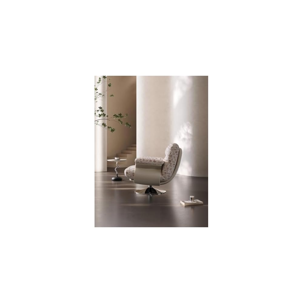 Modern Swivel Accent Chair with Ottoman, Upholstered Lounge Armchair and Footrest Set, High-Density Foam Reading Chair with Pedestal Base for Living Room, Bedroom and Office, Blush Beige