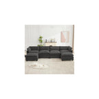 ROWHY Oversized Modular Sectional Couch with 2 Movable Ottoman, 148" Modern Convertible U Shaped Sofa Set, 4 Seat Comfy Cloud Couch with 2 Throw Pillows, for Living Room, Chenille, Charcoal Grey