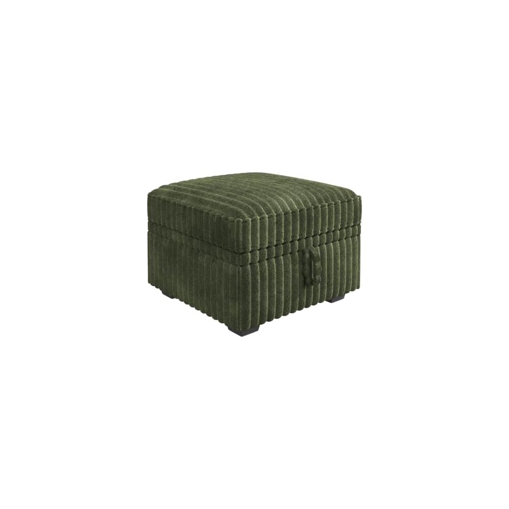 HONBAY Corduroy Modular Sectional Single Seat and an Ottoman,Green