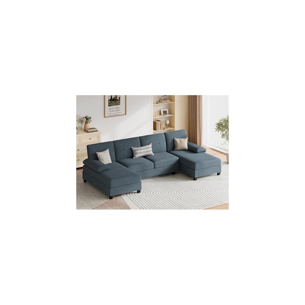 Vongrasig Sectional Couches for Living Room, U-Shaped Sofa with Chaise, 4-seat Large Sectional Modern Couch for Living Room, Apartment (Gray)