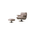 Modern Swivel Accent Chair with Ottoman, Upholstered Lounge Armchair and Footrest Set, High-Density Foam Reading Chair with Pedestal Base for Living Room, Bedroom and Office, Blush Beige
