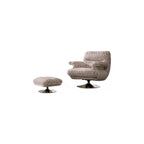Modern Swivel Accent Chair with Ottoman, Upholstered Lounge Armchair and Footrest Set, High-Density Foam Reading Chair with Pedestal Base for Living Room, Bedroom and Office, Blush Beige