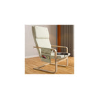 BAKAJI Birch Wood Armchair with Cotton Cover Padded in Very High Density Sponge, Relax Armchair with 2 Compartments Bag and Cushion, Ergonomic Seat (Beige)