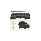 ROWHY Oversized Modular Sectional Couch with 2 Movable Ottoman, 148" Modern Convertible U Shaped Sofa Set, 4 Seat Comfy Cloud Couch with 2 Throw Pillows, for Living Room, Chenille, Charcoal Grey