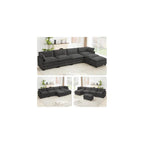 ROWHY Oversized Modular Sectional Couch with 2 Movable Ottoman, 148" Modern Convertible U Shaped Sofa Set, 4 Seat Comfy Cloud Couch with 2 Throw Pillows, for Living Room, Chenille, Charcoal Grey