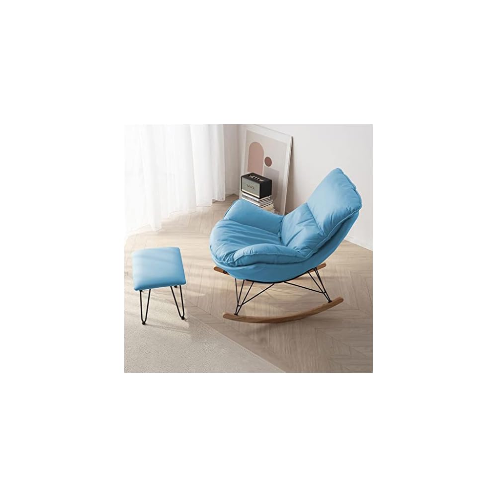 Technology Fabric Rocking Chair, Matching Footstool, Mid Century Armchair, Indoor Relax Rocking Chair, Single Home Recliner, Casual Living Room Small Balcony Rocker ( Color : Gris , Size : 85*66*85cm