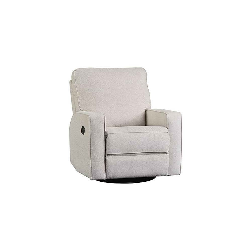 Recliner Chair Rocking and 360°Swivel Glider Recliner Chair Manual Rocking Chairs with Pull Button Fabric Ergonomic Living Room Lounge Chair Single Sofa