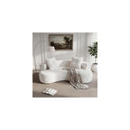 80'' Curved Loveseat Sofa Couch for Living Room, Deep Seat Cloud Boneless Floor Couch with 2 Pillows, Comfy Chenille Floor Sofa, Modern Round Loveseat Sofa for Small Space (CreamWhite, 80 Inch)