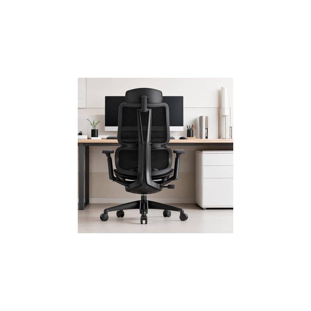 Origin Ergonomic Office Chair Mesh & Premium Faux Leather Adjustable Arms Dynamic Lumbar Support Seamless Recline Adjustable Headrest 12 Year Warranty (Midnight Black, Mesh)