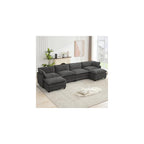 ROWHY Oversized Modular Sectional Couch with 2 Movable Ottoman, 148" Modern Convertible U Shaped Sofa Set, 4 Seat Comfy Cloud Couch with 2 Throw Pillows, for Living Room, Chenille, Charcoal Grey