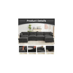 ROWHY Oversized Modular Sectional Couch with 2 Movable Ottoman, 148" Modern Convertible U Shaped Sofa Set, 4 Seat Comfy Cloud Couch with 2 Throw Pillows, for Living Room, Chenille, Charcoal Grey