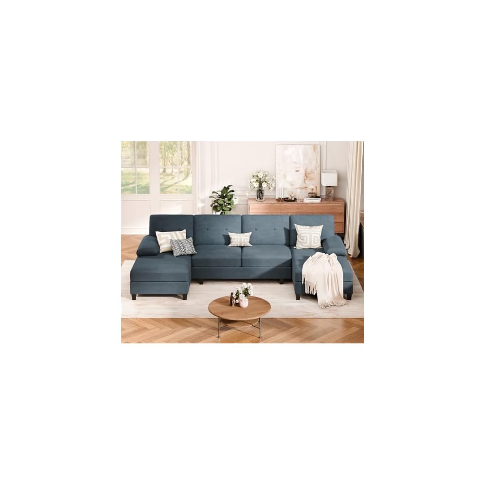 Vongrasig Sectional Couches for Living Room, U-Shaped Sofa with Chaise, 4-seat Large Sectional Modern Couch for Living Room, Apartment (Gray)