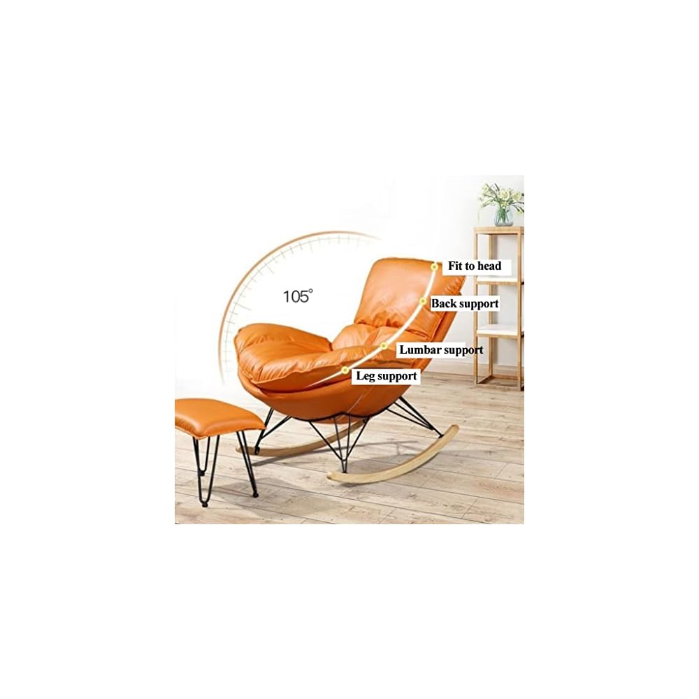 Technology Fabric Rocking Chair, Matching Footstool, Mid Century Armchair, Indoor Relax Rocking Chair, Single Home Recliner, Casual Living Room Small Balcony Rocker ( Color : Gris , Size : 85*66*85cm