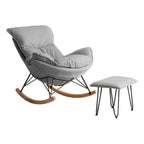 Technology Fabric Rocking Chair, Matching Footstool, Mid Century Armchair, Indoor Relax Rocking Chair, Single Home Recliner, Casual Living Room Small Balcony Rocker ( Color : Gris , Size : 85*66*85cm