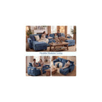Redlife 98" Modular Sectional Sofa with Ottoman, 4-Seater Chenille Couch