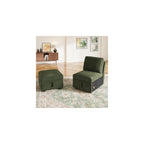 HONBAY Corduroy Modular Sectional Single Seat and an Ottoman,Green