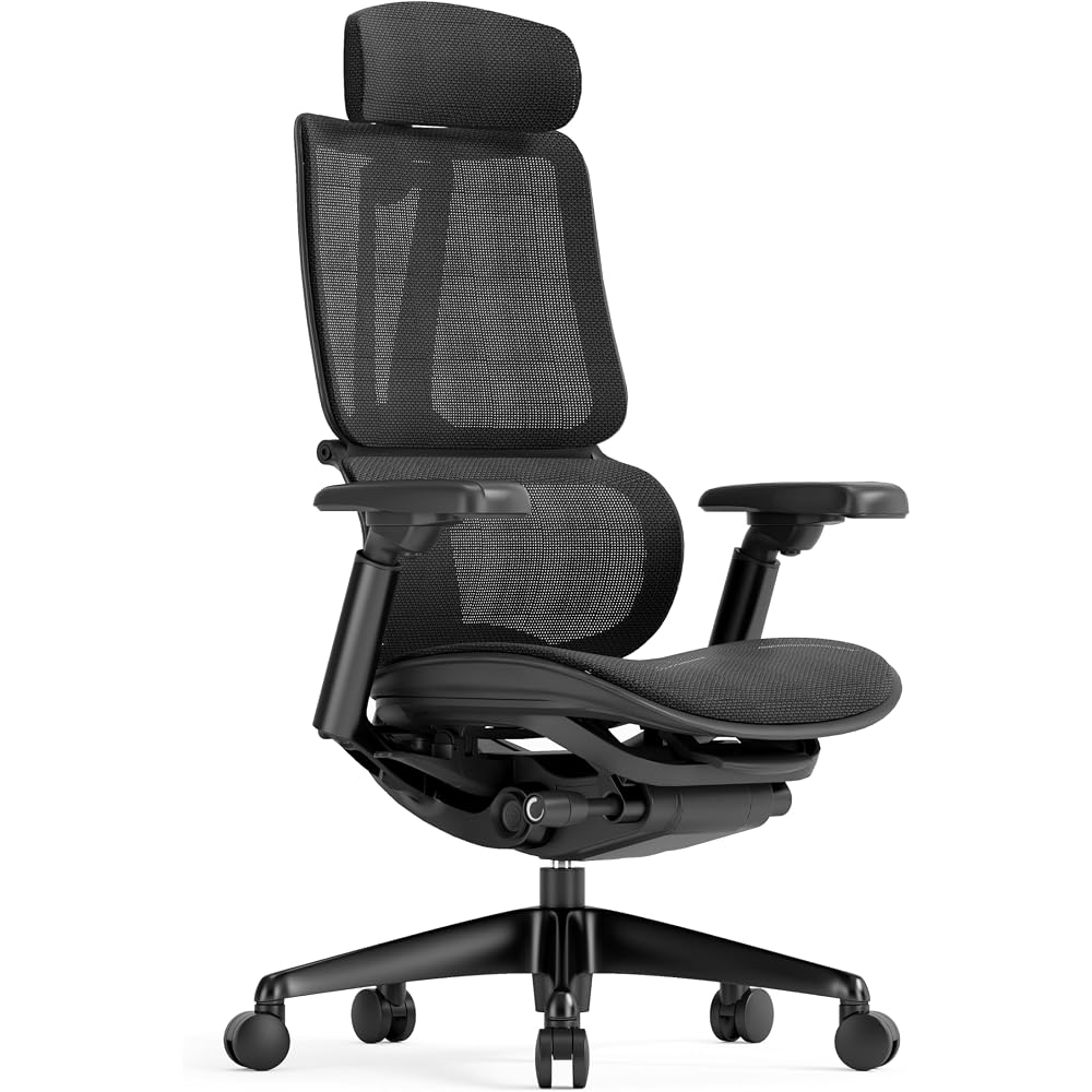 Origin Ergonomic Office Chair Mesh & Premium Faux Leather Adjustable Arms Dynamic Lumbar Support Seamless Recline Adjustable Headrest 12 Year Warranty (Midnight Black, Mesh)